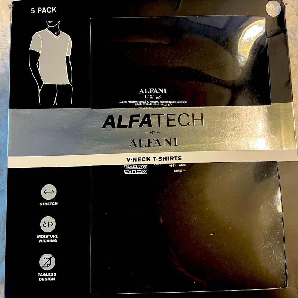 Alfani 5-pack black v-neck t-shirts